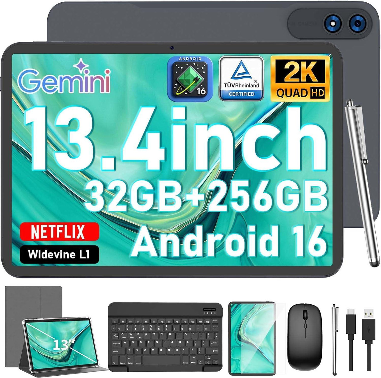 13 " Android 16 Tablet with Keyboard,